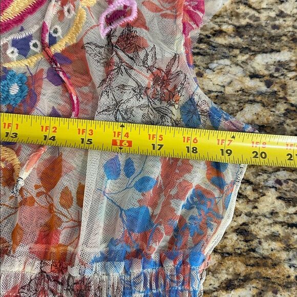 Johnny Was Biya Boho Mazzy Tie Multicolor Embroidered Long Dress Size L - Picture 9 of 11